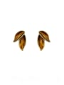 thumb Brass Enamel Tree Leaf Trend Stud Earring 0