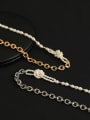 thumb Brass Freshwater Pearl Geometric Vintage  Hollow Chain Necklace 0