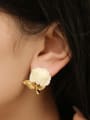 thumb Brass Resin Rosary Flower Cute Stud Earring 1