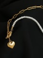 thumb Brass Imitation Pearl Heart Minimalist Lariat Necklace 2