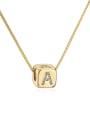 thumb Brass Cubic Zirconia Square Vintage Letter Pendant Necklace 3