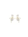 thumb Brass Cubic Zirconia Bowknot  Dainty Stud Earring 0