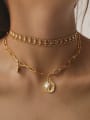 thumb Brass Geometric Vintage Hollow Chain Necklace 0