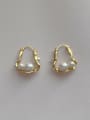 thumb Brass Imitation Pearl Geometric Minimalist Huggie Earring 1