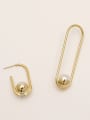 thumb Brass Imitation Pearl asymmetry Geometric Minimalist Stud Trend Korean Fashion Earring 3