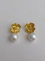 thumb Brass Imitation Pearl Flower Hip Hop Drop Earring 1