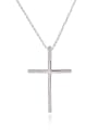 thumb Brass Cubic Zirconia Cross Minimalist Regligious Necklace 0