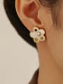 thumb Brass Imitation Pearl Acrylic Flower Vintage Stud Earring 1