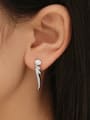 thumb Brass Cubic Zirconia Wing Minimalist Stud Earring 1