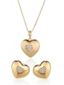 thumb Brass Heart Cubic Zirconia Earring and Necklace Set 0