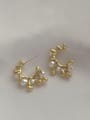 thumb Brass Imitation Pearl Irregular Hip Hop Stud Earring 1