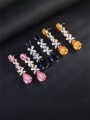 thumb Brass Cubic Zirconia Multi Color Heart Luxury Cluster Earring 1