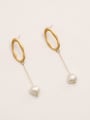 thumb Brass Imitation Pearl Asymmetry Geometric Minimalist Drop Trend Korean Fashion Earring 0