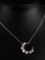 thumb Brass Imitation Pearl Moon Minimalist Necklace 3