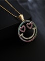 thumb Brass Cubic Zirconia  Trend Hollow Smiley Pendant Necklace 2
