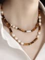 thumb Brass Natural Stone Geometric Vintage Beaded Necklace 1
