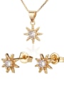 thumb Brass Cubic Zirconia Cute Star  Earring and Necklace Set 0
