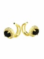 thumb Brass Round Cubic Zirconia Round Dainty Clip Earring 2