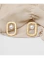 thumb Copper Imitation Pearl Geometric Minimalist Stud Trend Korean Fashion Earring 2