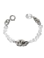 thumb Brass   Hip Hop  Transparent natural stone Chain stitching bracelet 0