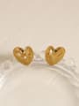 thumb Brass Smooth Heart Vintage Stud Earring 4