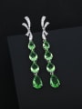 thumb Brass Cubic Zirconia Green Tassel Luxury Drop Earring 2