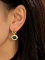 thumb Brass Malchite Geometric Minimalist Stud Earring 1