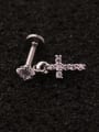 thumb Brass with Cubic Zirconia White Cross Stud Earring 1