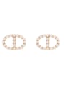 thumb Brass Imitation Pearl Letter Minimalist Stud Earring 0