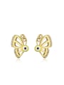 thumb Brass Rhinestone Enamel Butterfly Vintage Stud Earring 3