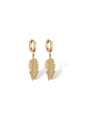 thumb Brass Cubic Zirconia Feather Trend Stud Earring 1