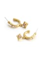 thumb Brass Cubic Zirconia Heart Minimalist Hook Earring 2