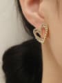 thumb Brass Rhinestone Heart Vintage Stud Trend Korean Fashion Earring 1