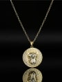 thumb Brass Cubic Zirconia Leopard Vintage Round Pendant Necklace 2