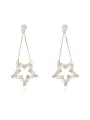 thumb Copper Cubic Zirconia Hollow Star Minimalist Drop Trend Korean Fashion Earring 0