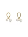 thumb Copper cross imaging pearl geometric minimalist study Trend Korean Fashion Earring 0