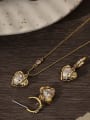 thumb Brass Cubic Zirconia Minimalist Heart  Earring and Necklace Set 0