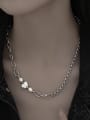 thumb Brass Freshwater Pearl Butterfly Hip Hop Hollow Chain Necklace 3