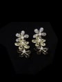 thumb Brass Cubic Zirconia Flower Dainty Drop Earring 2