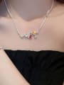 thumb Brass Cubic Zirconia Multi Color Geometric Dainty Necklace 0
