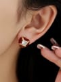thumb Brass Enamel Heart Vintage Stud Earring 1