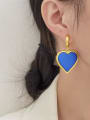 thumb Brass Enamel Heart Minimalist Huggie Earring 1
