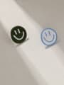 thumb Brass Enamel Smiley Minimalist Stud Earring 0