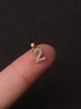 thumb Brass  With Cubic Zirconia White Number Minimalist Stud Earring 2