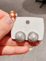thumb Copper Alloy Freshwater Pearl White Round Dainty Stud Earring 0