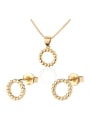 thumb Brass Round Earring and Necklace Set 0