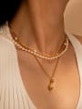 thumb Brass Imitation Pearl Geometric Minimalist Beaded Necklace 2