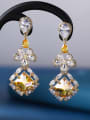 thumb Brass Cubic Zirconia Geometric Luxury Drop Earring 4