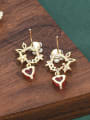 thumb Brass Cubic Zirconia Heart Cute Cluster Earring 1