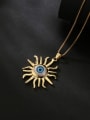 thumb Brass Enamel Evil Eye Vintage Sun Flower Pendant Necklace 3